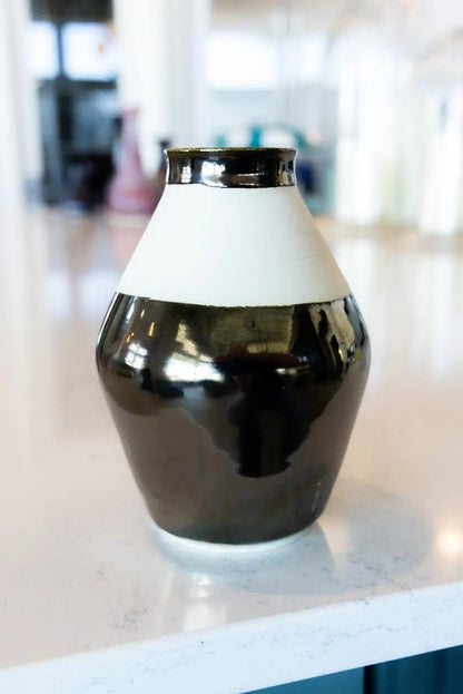 SET OF 2 Medium - Small & Large Reflective Metallic Porcelain Vases - Dan Pearce Ceramics