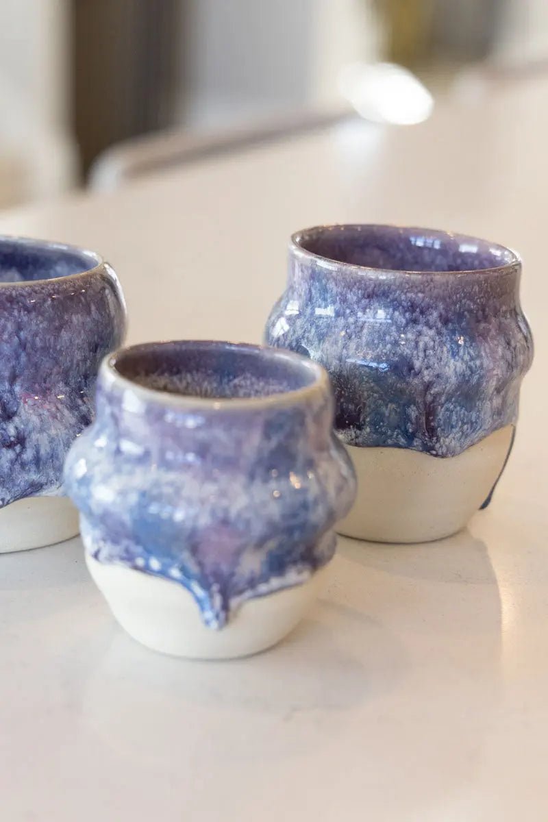 Set of Three Medium Decorative Pots - Violets, Blues, & Creams - Dan Pearce Ceramics