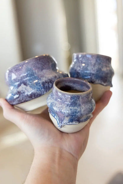 Set of Three Medium Decorative Pots - Violets, Blues, & Creams - Dan Pearce Ceramics