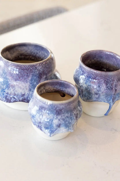 Set of Three Medium Decorative Pots - Violets, Blues, & Creams - Dan Pearce Ceramics