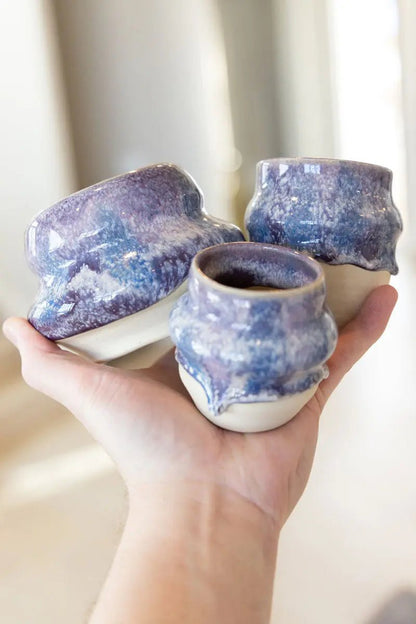 Set of Three Medium Decorative Pots - Violets, Blues, & Creams - Dan Pearce Ceramics