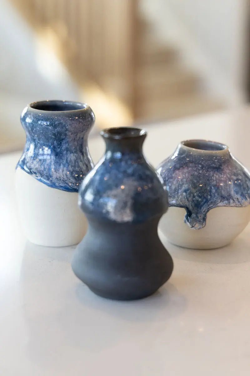 Set of Three Small Decorative Pots on Various Colors Clay - Dan Pearce Ceramics