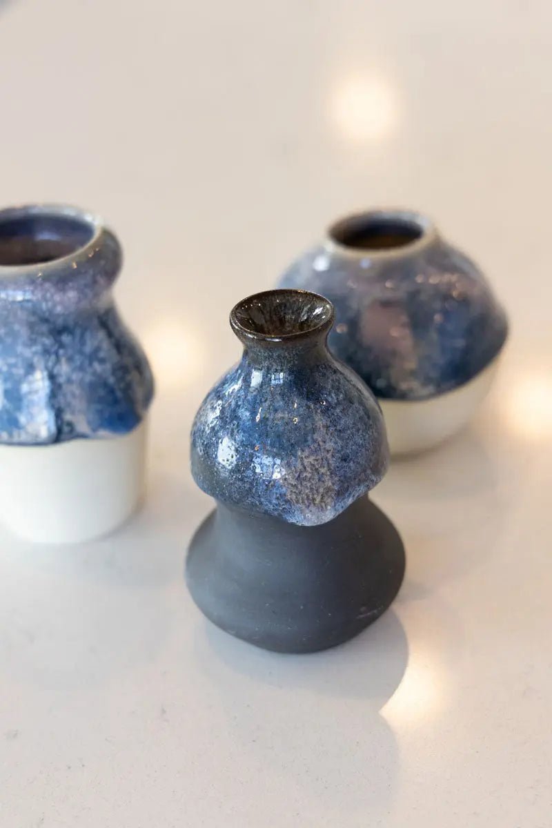 Set of Three Small Decorative Pots on Various Colors Clay - Dan Pearce Ceramics