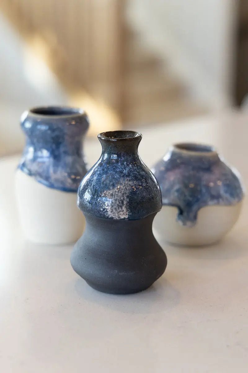 Set of Three Small Decorative Pots on Various Colors Clay - Dan Pearce Ceramics