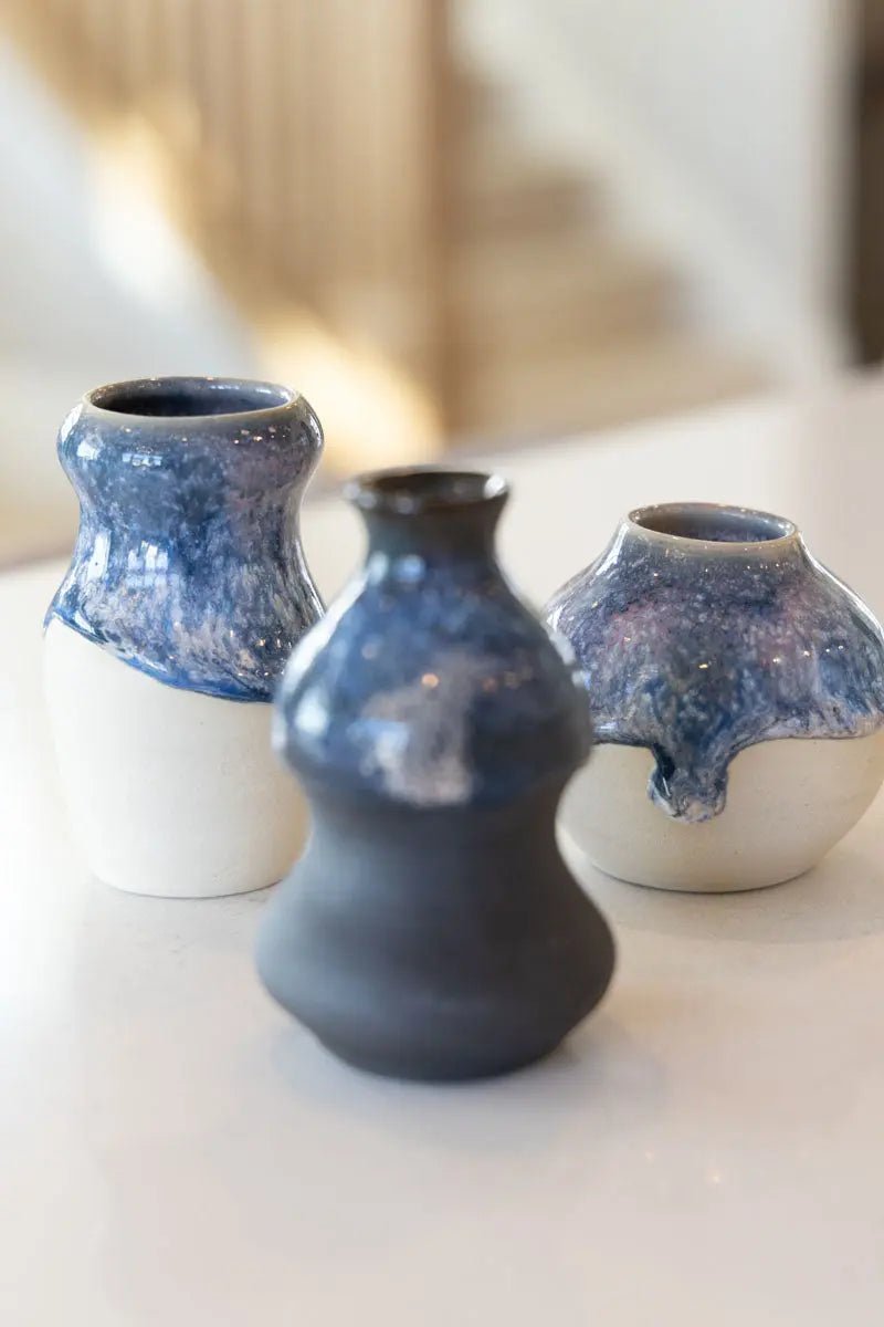 Set of Three Small Decorative Pots on Various Colors Clay - Dan Pearce Ceramics