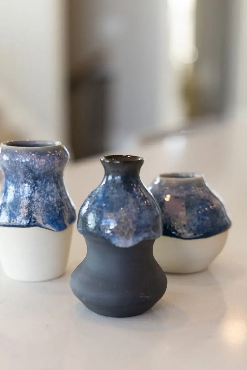 Set of Three Small Decorative Pots on Various Colors Clay - Dan Pearce Ceramics