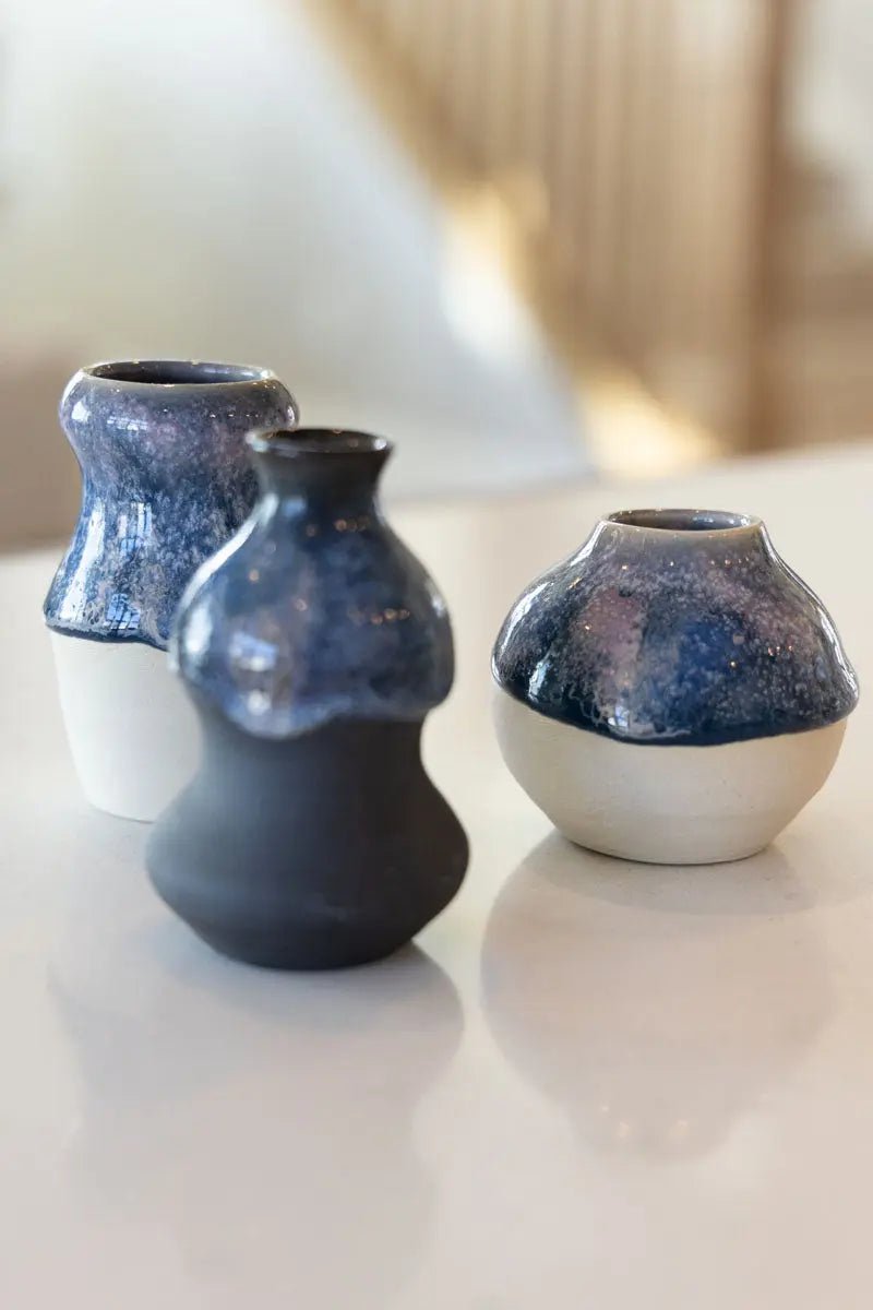 Set of Three Small Decorative Pots on Various Colors Clay - Dan Pearce Ceramics