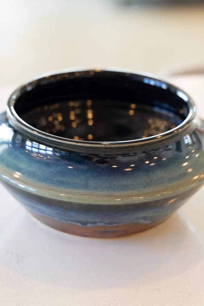 Sharp - Shouldered Decorative Pot - Deep Ocean & Copper (Premium) - Dan Pearce Ceramics