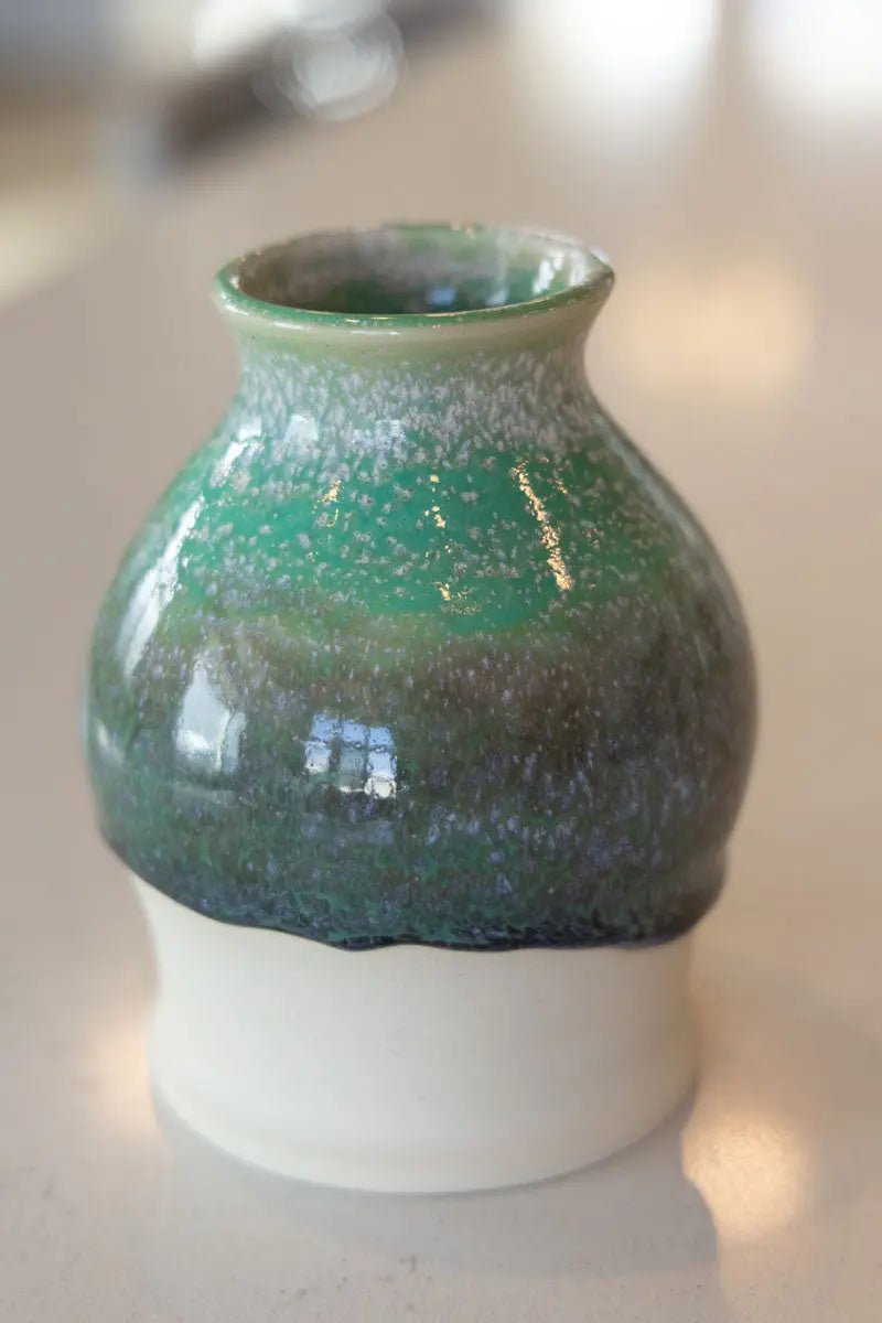 Small Decorative Pot - Soda Kiln Effect - Greens, Creams, & Darks - Dan Pearce Ceramics