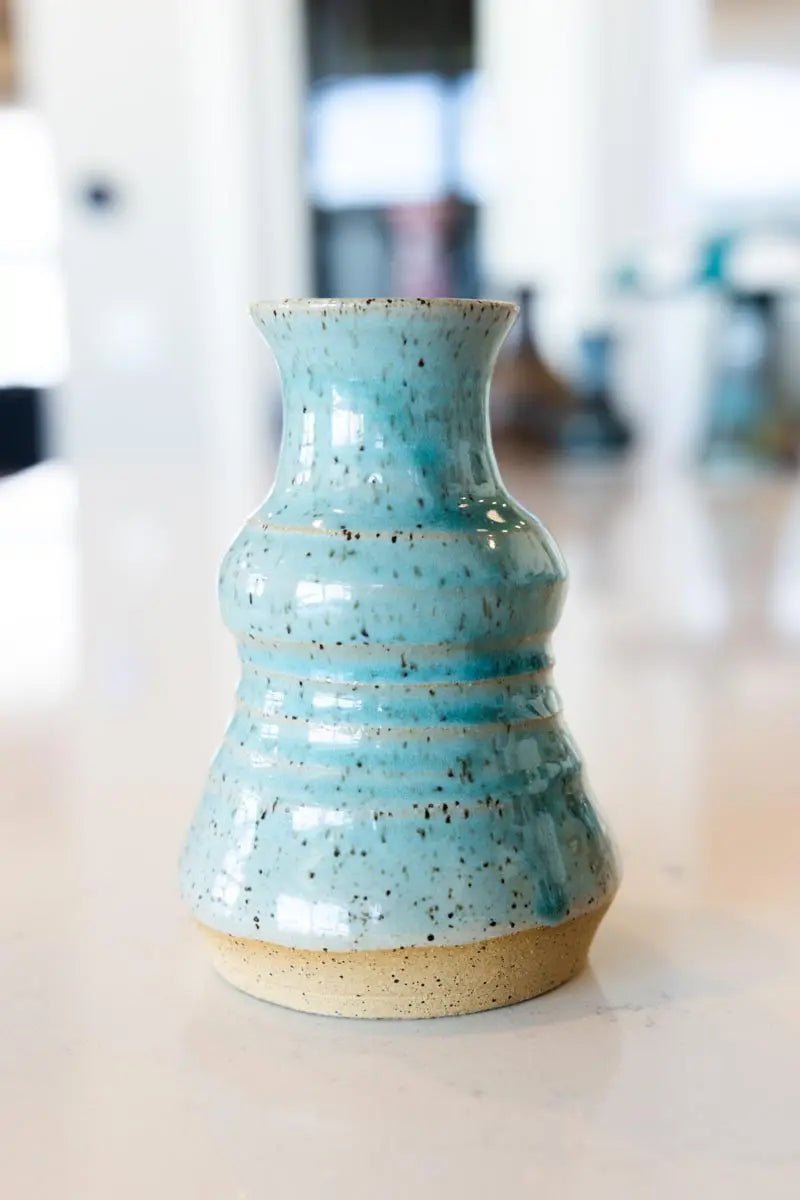 Small Decorative Speckled Stoneware Clear Turquoise Pot - Dan Pearce Ceramics