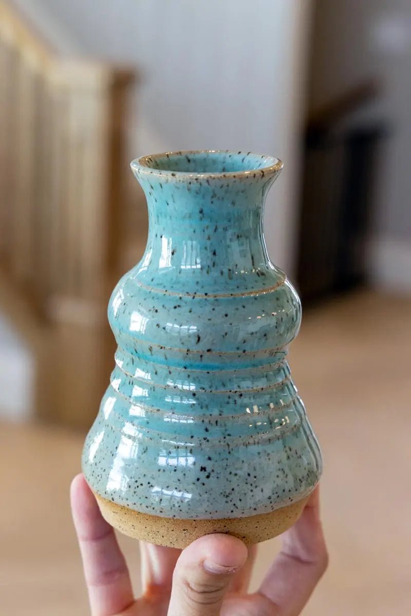 Small Decorative Speckled Stoneware Clear Turquoise Pot - Dan Pearce Ceramics