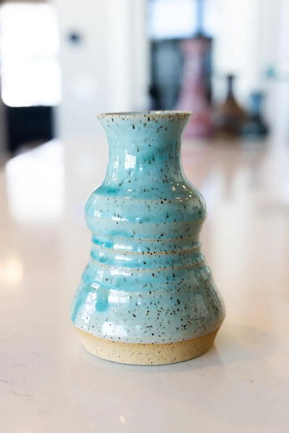 Small Decorative Speckled Stoneware Clear Turquoise Pot - Dan Pearce Ceramics