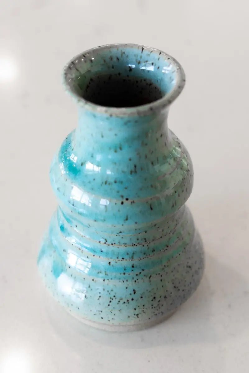 Small Decorative Speckled Stoneware Clear Turquoise Pot - Dan Pearce Ceramics