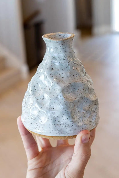 Small Hand - Built Decorative Speckled Stoneware Pot (White) - Dan Pearce Ceramics