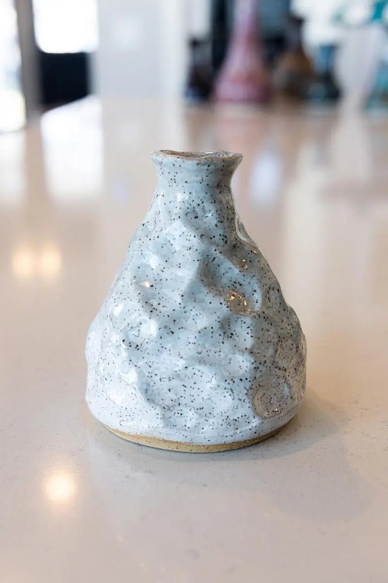 Small Hand - Built Decorative Speckled Stoneware Pot (White) - Dan Pearce Ceramics