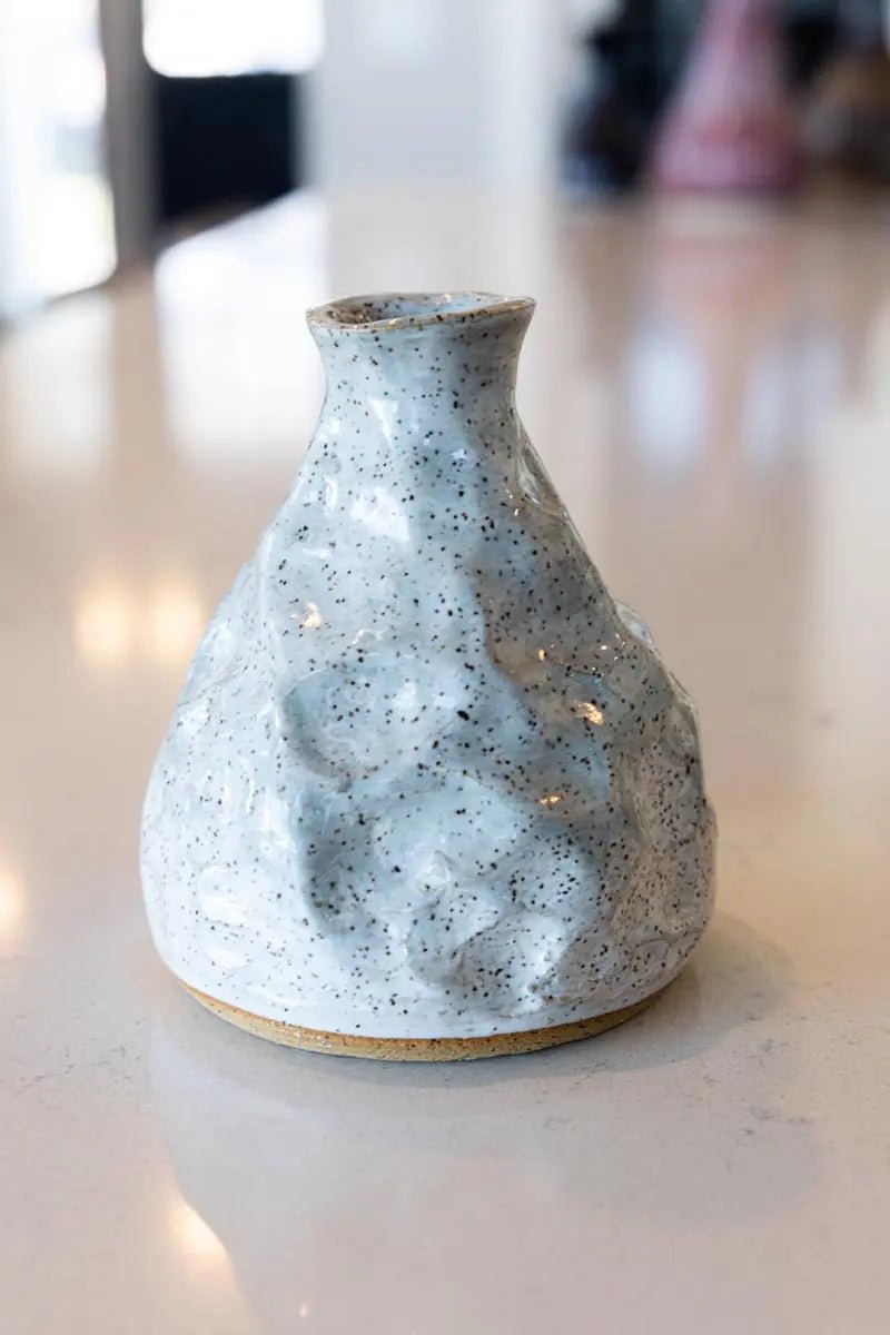 Small Hand - Built Decorative Speckled Stoneware Pot (White) - Dan Pearce Ceramics