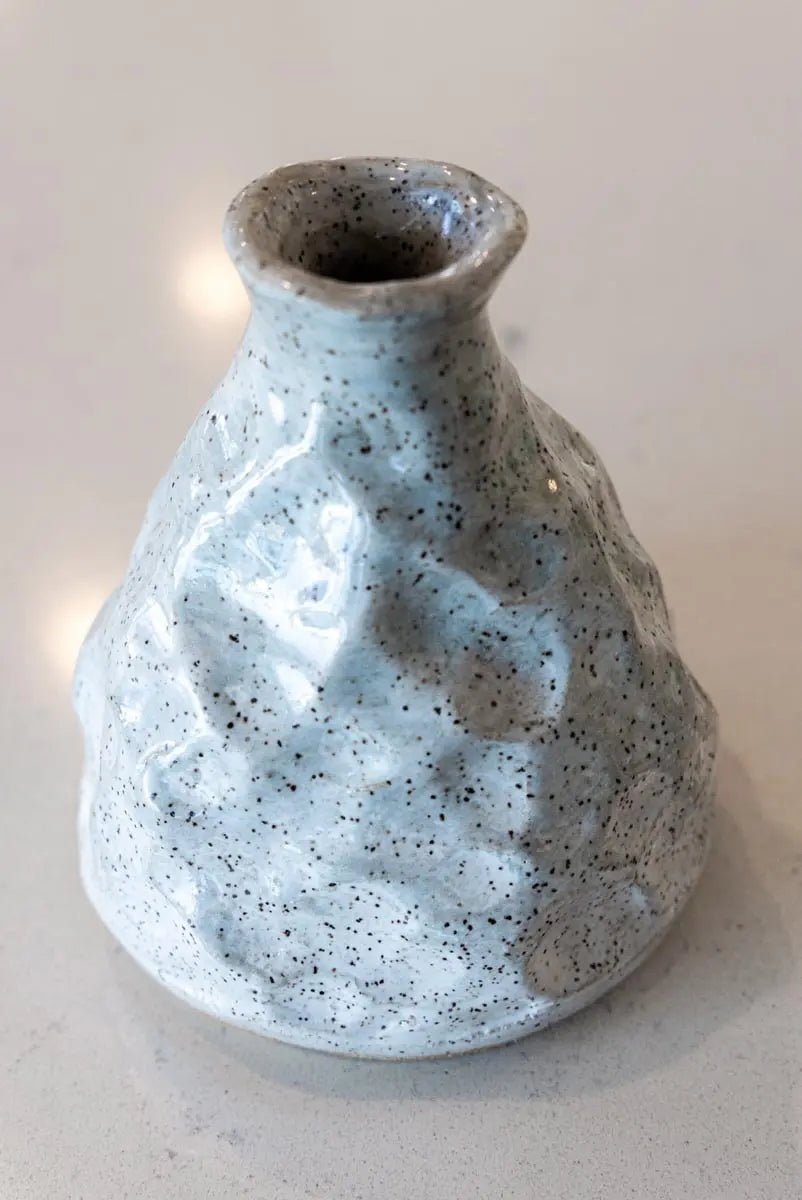 Small Hand - Built Decorative Speckled Stoneware Pot (White) - Dan Pearce Ceramics