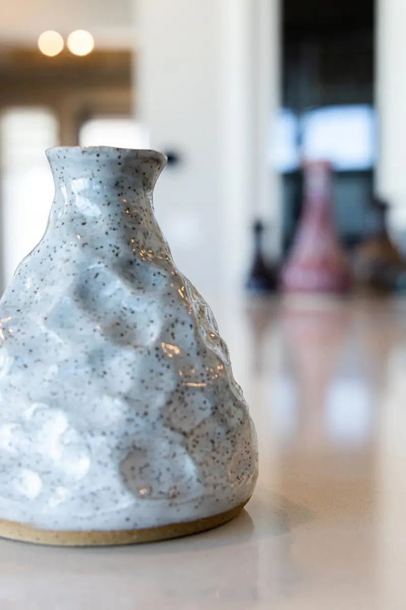 Small Hand - Built Decorative Speckled Stoneware Pot (White) - Dan Pearce Ceramics