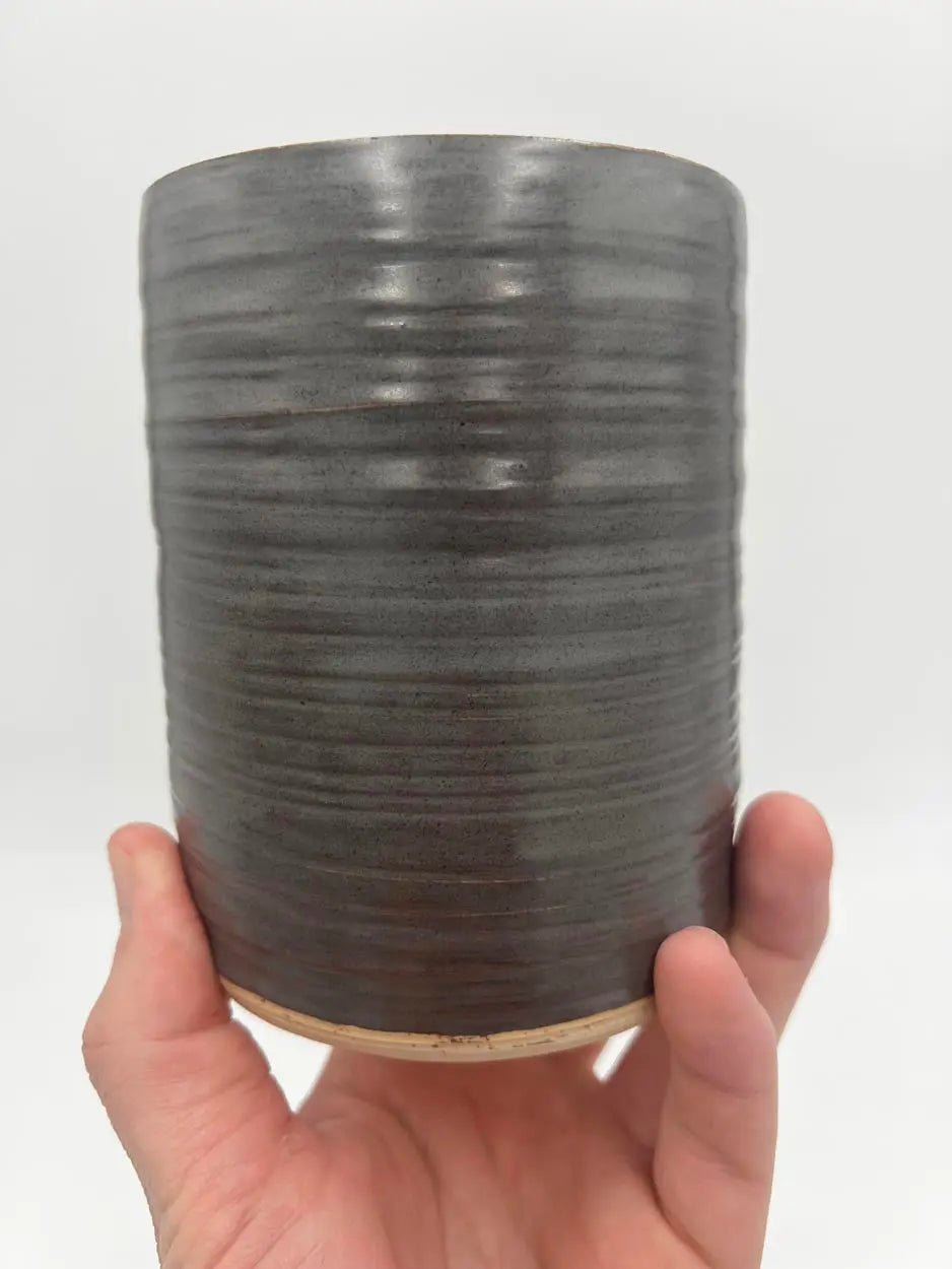 Tall Steel Gray Hand - Textured Vase - Dan Pearce Ceramics