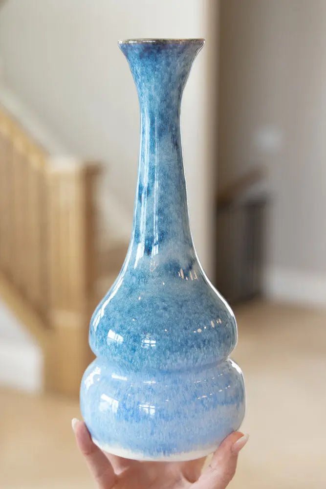 X - Tall/XL Decorative Vase - Cascading Blues & Creams - Dan Pearce Ceramics