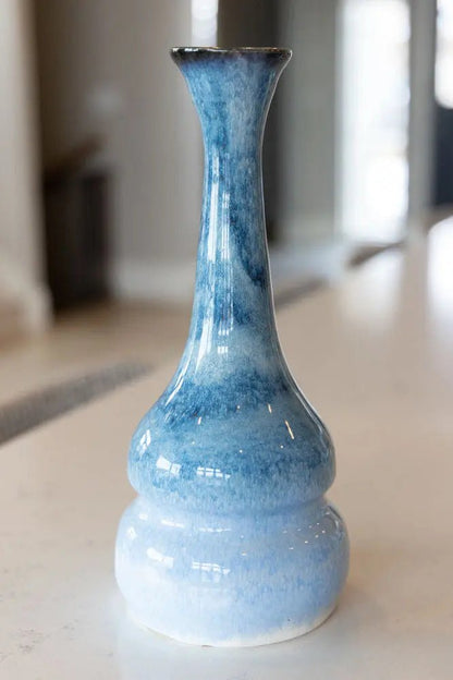 X - Tall/XL Decorative Vase - Cascading Blues & Creams - Dan Pearce Ceramics