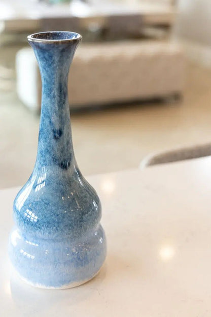 X - Tall/XL Decorative Vase - Cascading Blues & Creams - Dan Pearce Ceramics