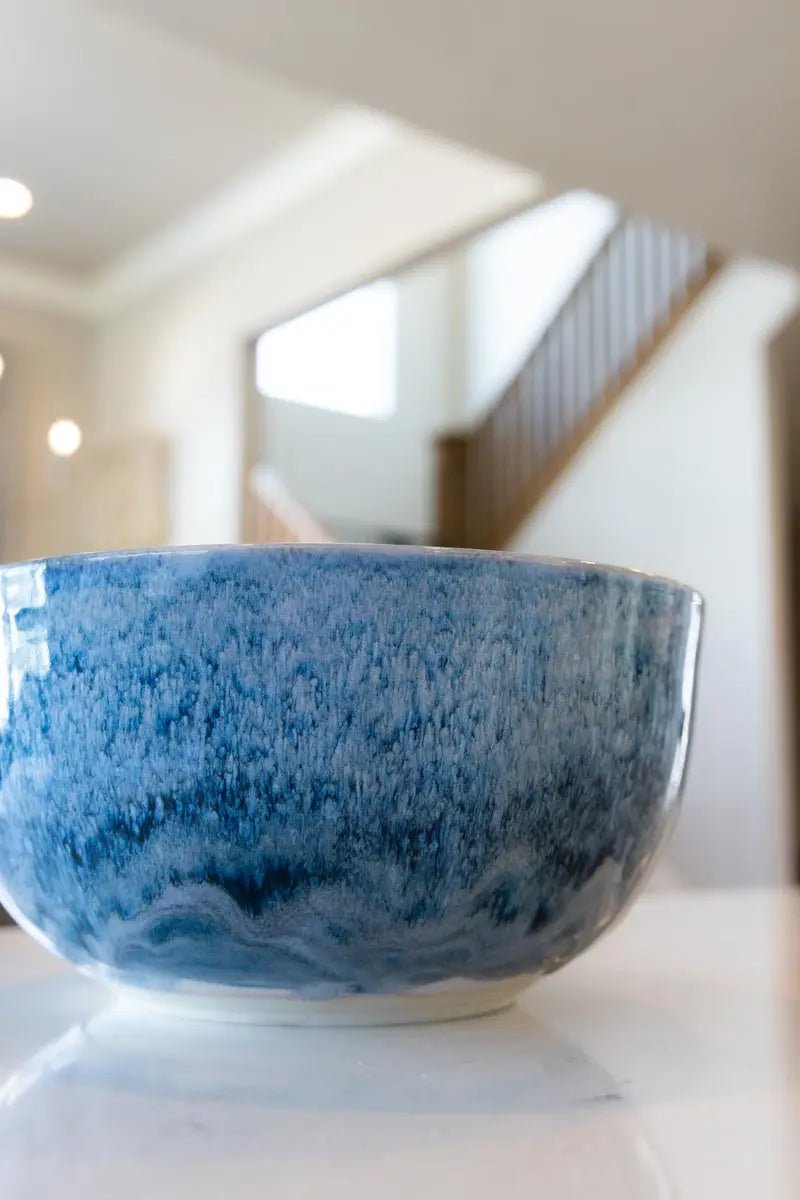 XL 2 - Toned Porcelain Serving Bowl (Blue Waves) - Dan Pearce Ceramics