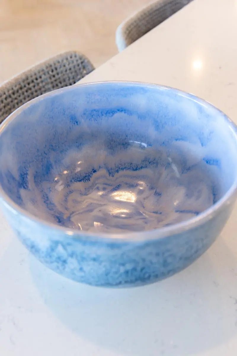 XL 2 - Toned Porcelain Serving Bowl (Blue Waves) - Dan Pearce Ceramics