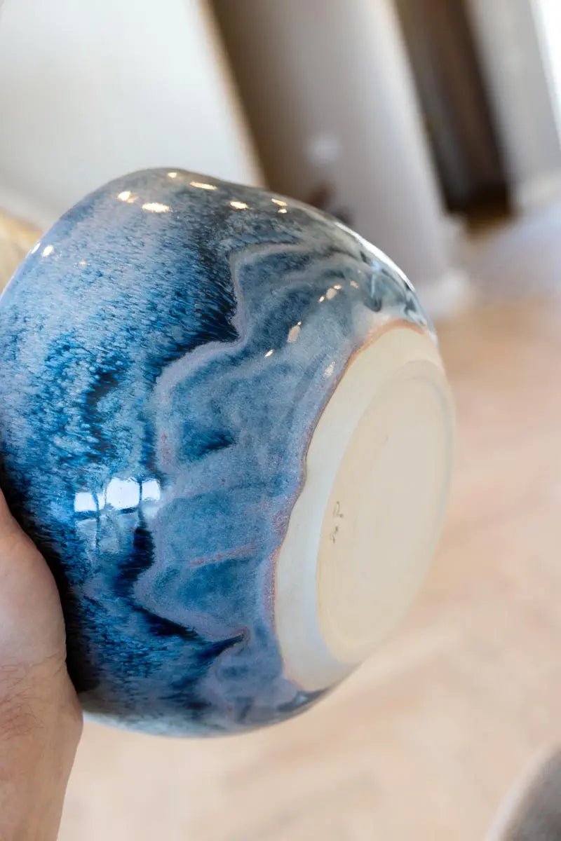 XL 2 - Toned Porcelain Serving Bowl (Blue Waves) - Dan Pearce Ceramics