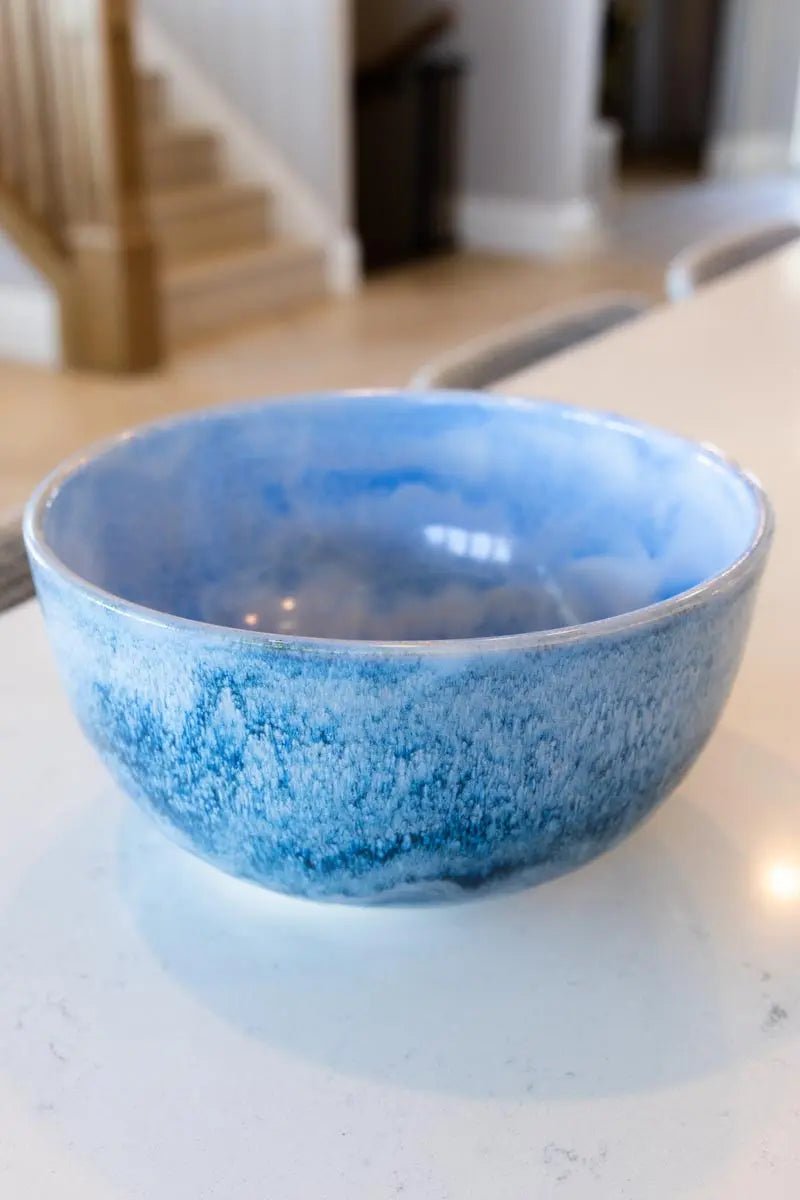 XL 2 - Toned Porcelain Serving Bowl (Blue Waves) - Dan Pearce Ceramics