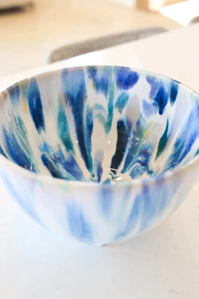 XL Contemporary Colored Alchemy Serving Bowl (Blues, Tans, Creams, Yellows) - Dan Pearce Ceramics