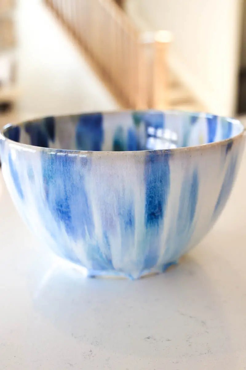 XL Contemporary Colored Alchemy Serving Bowl (Blues, Tans, Creams, Yellows) - Dan Pearce Ceramics