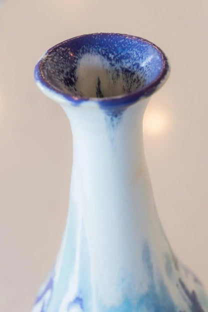 XL Decorative Color - Blast Stoneware Vase (Blues, Browns, & Whites) - Dan Pearce Ceramics