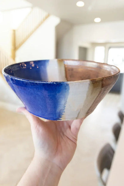 XL Decorative Serving Bowl Copper, Blues, & Creams - Dan Pearce Ceramics