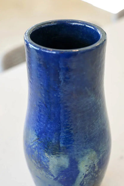 XL Raku - Fired Decorative Multi - Stem Flower Vase (Cobalt Blue & Copper) - Dan Pearce Ceramics