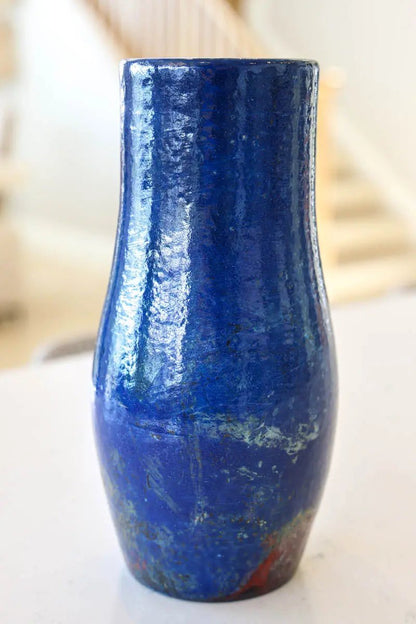 XL Raku - Fired Decorative Multi - Stem Flower Vase (Cobalt Blue & Copper) - Dan Pearce Ceramics