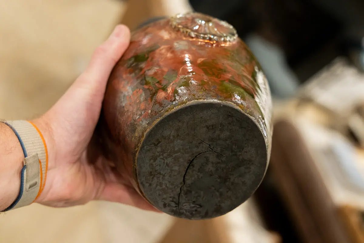 XL Raku Pottery Decorative Sunflower Pot (Coppers, Blacks, & Earthy Greens) - Dan Pearce Ceramics