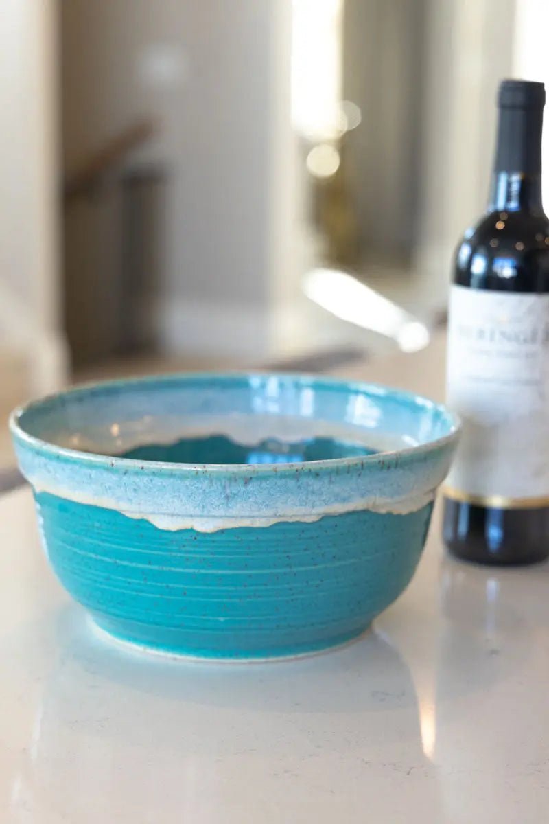 XL Serving Bowl - Turquoise & Icing Cream on Speckled Clay (Premium) - Dan Pearce Ceramics