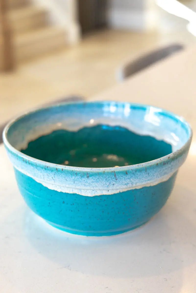 XL Serving Bowl - Turquoise & Icing Cream on Speckled Clay (Premium) - Dan Pearce Ceramics