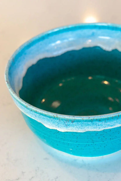 XL Serving Bowl - Turquoise & Icing Cream on Speckled Clay (Premium) - Dan Pearce Ceramics