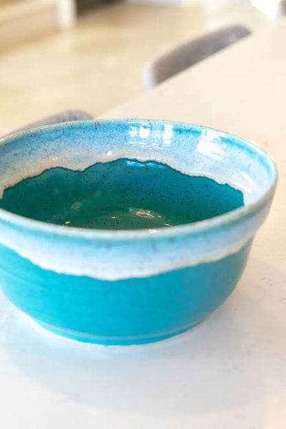 XL Serving Bowl - Turquoise & Icing Cream on Speckled Clay (Premium) - Dan Pearce Ceramics