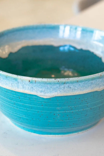 XL Serving Bowl - Turquoise & Icing Cream on Speckled Clay (Premium) - Dan Pearce Ceramics