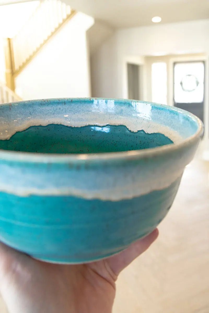 XL Serving Bowl - Turquoise & Icing Cream on Speckled Clay (Premium) - Dan Pearce Ceramics