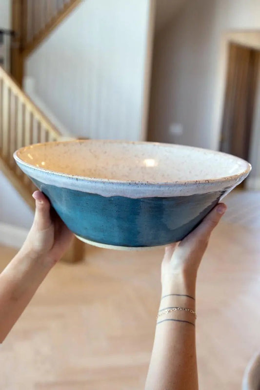 XL Speckled Stoneware Serving Bowl (Iced Dark Teal & Whites) - Dan Pearce Ceramics