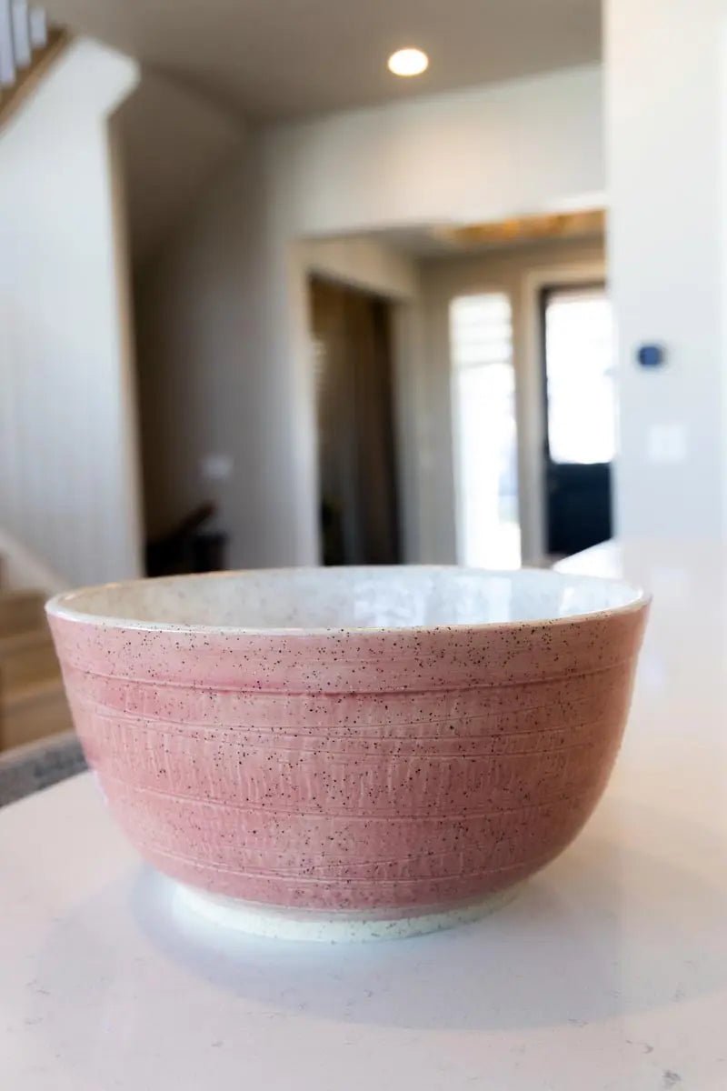 XL Speckled & Textured Stoneware Serving Bowl (Merlot Exterior) - Dan Pearce Ceramics