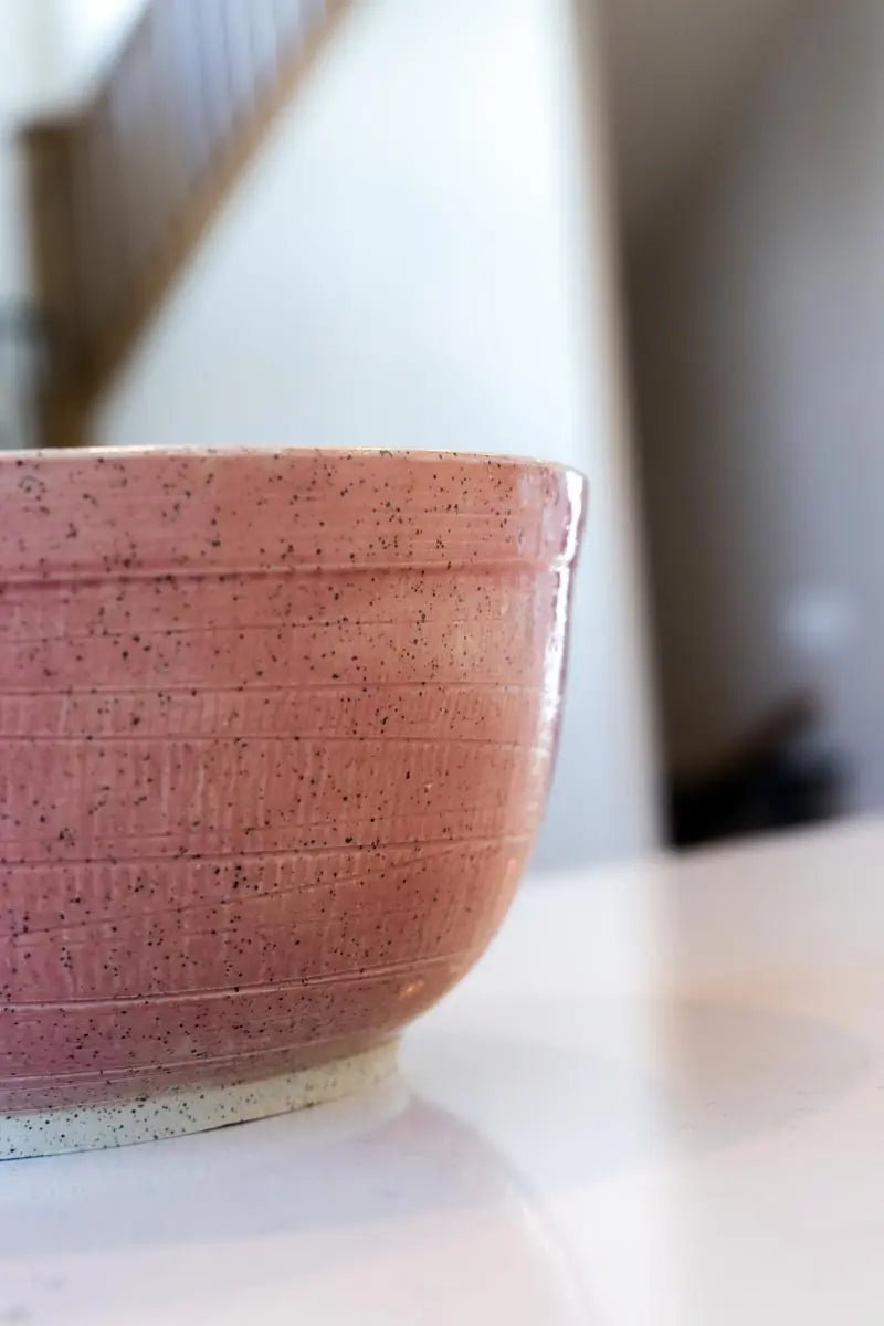 XL Speckled & Textured Stoneware Serving Bowl (Merlot Exterior) - Dan Pearce Ceramics