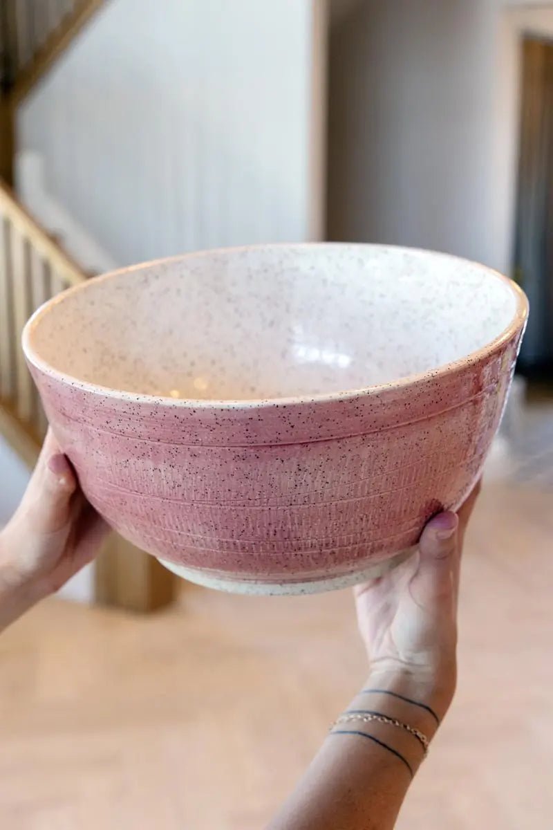 XL Speckled & Textured Stoneware Serving Bowl (Merlot Exterior) - Dan Pearce Ceramics