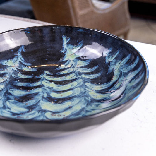 XL Stoneware Decorative Serving Bowl (Green and Black Evergreen) - Dan Pearce Ceramics