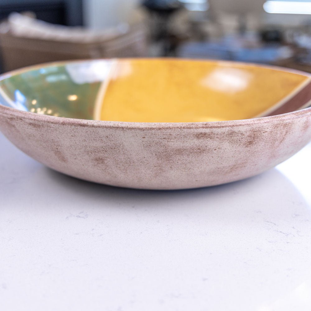 XL Stoneware Decorative Serving Shino Bowl (Autumn Colors) - Dan Pearce Ceramics