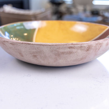 XL Stoneware Decorative Serving Shino Bowl (Autumn Colors) - Dan Pearce Ceramics